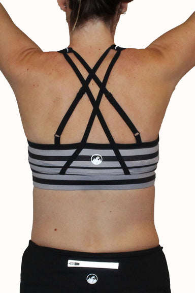 Adjustable Sports Bra - Gray and Black Stripe