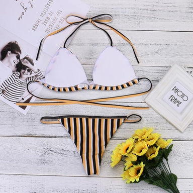 Fabulous Women Bikini Sexy Stripe Printing Set