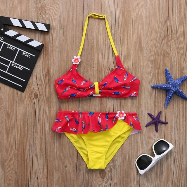 Fantastic Infant Girls Bird Flower Swimwear