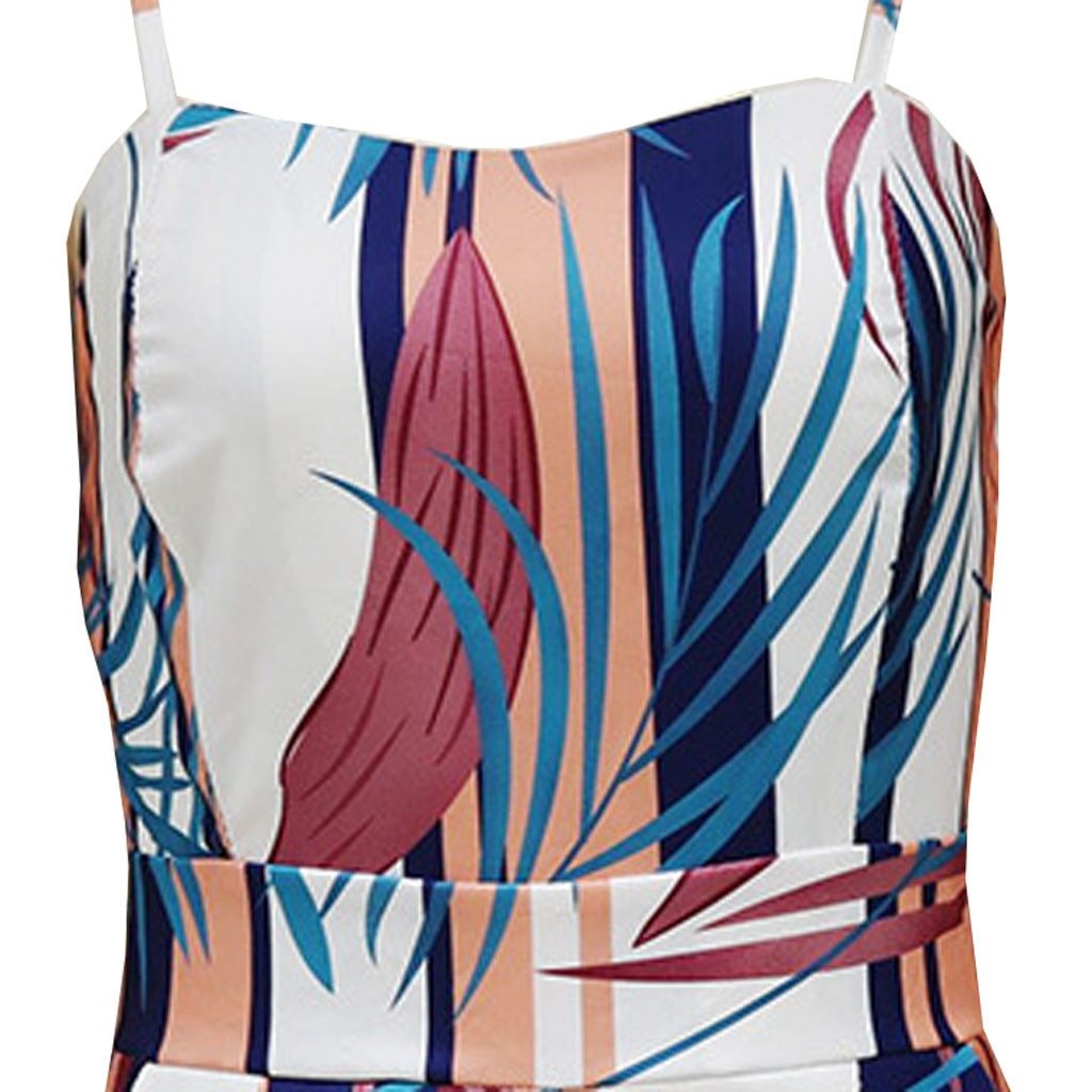 Floral Print Women Elegant Off Shoulder Spaghetti Strap Long Jumpsuit