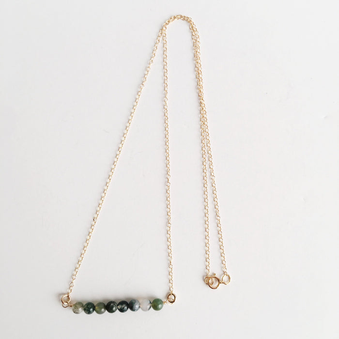 Moss Agate Wire Wrapped Necklace