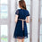 (Woman) Navy chiffon pleated midi dress