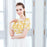 (Woman) Yellow floral strapless midi dress